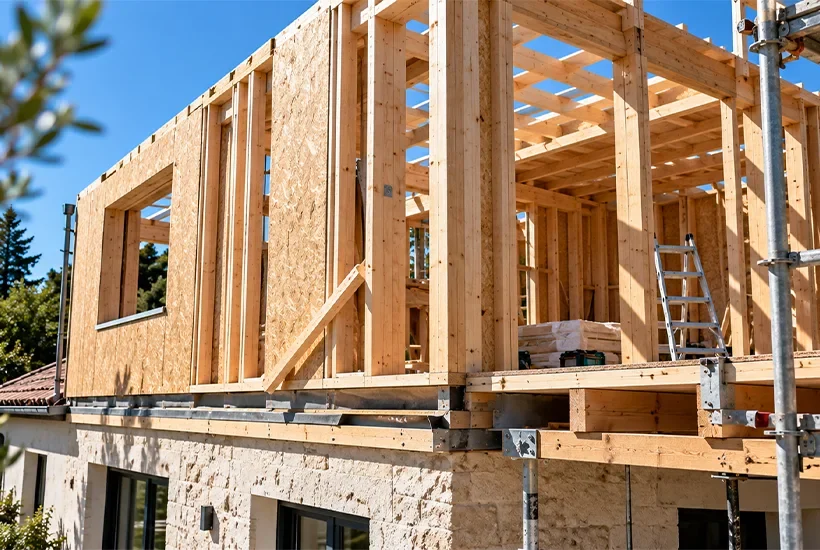 surelevation en ossature bois sur maison maconnee existante
